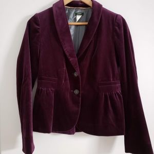 J.Crew Eden Velvet Blazer in Plum